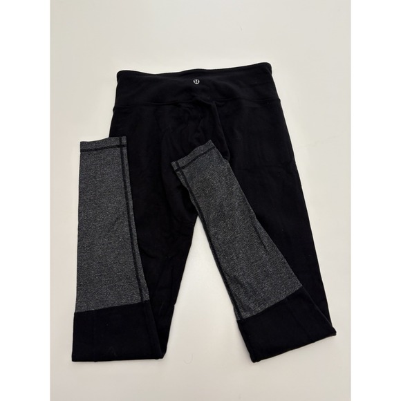 Women's Lululemon Grey Black Leggings Full Length SZ 8 - Picture 1 of 5